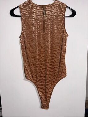 SKIMS Copper Brown Textured Velvet Sleeveless Bodysuit